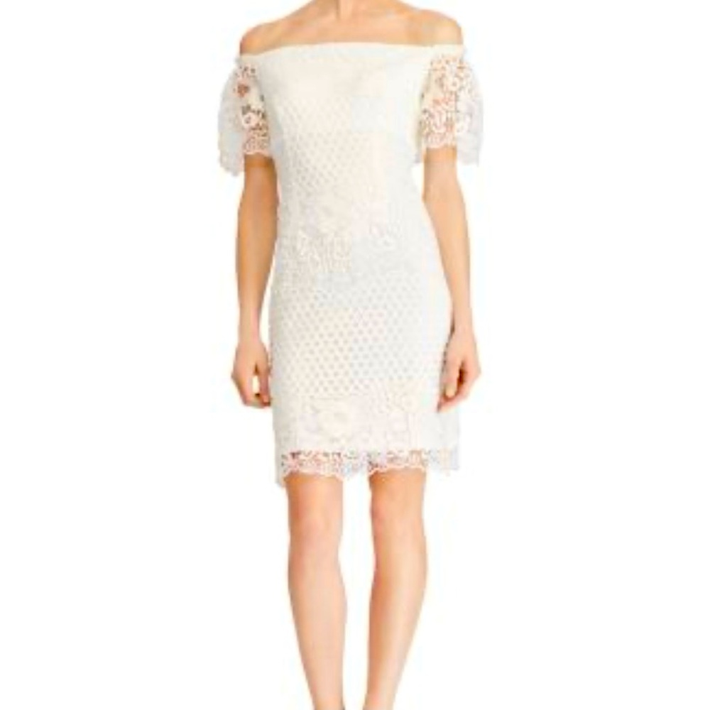 Ralph Lauren Cream Sheath Dress with Cowl Neck and Flutter Sleeves